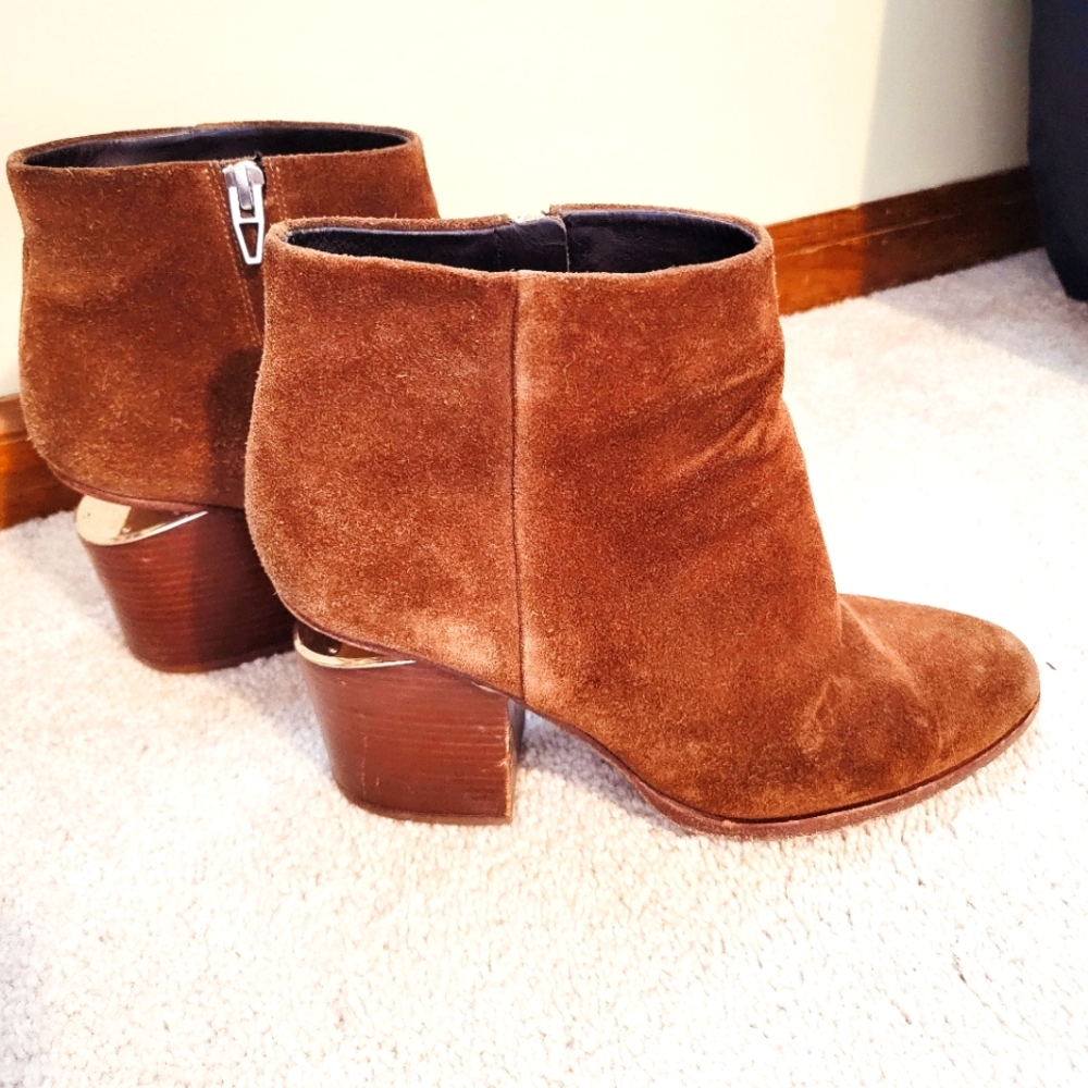 Alexander Wang Brown Suede Booties with Cut Out Heel Size 40